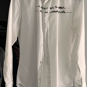 Ann Demeulemeester White Long-Sleeve Bird Shirt